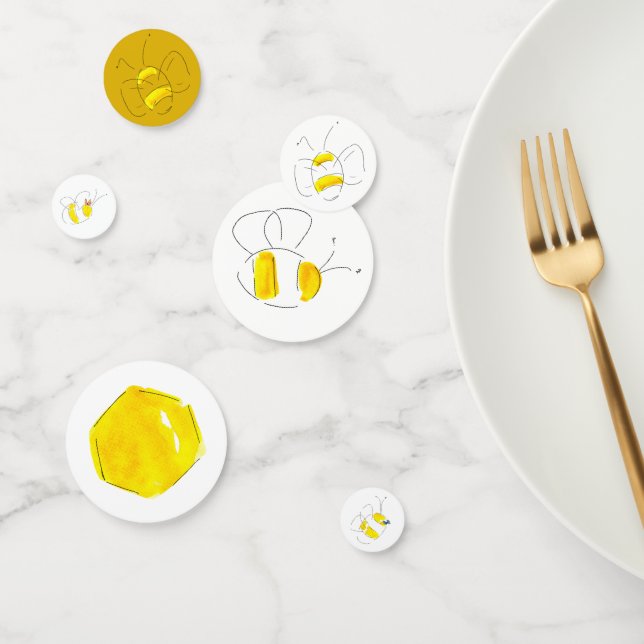 Yellow Watercolor Bubble Bee Beehive Confetti (Group)