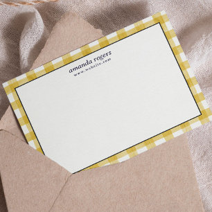 Yellow Watercolor Buffalo Plaid Monogram Card