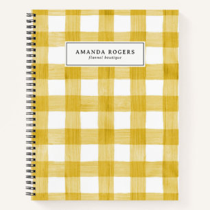 Yellow Watercolor Buffalo Plaid Personalised Notebook