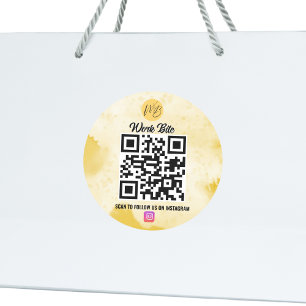 Yellow Watercolor Business Instagram Qr Code  Classic Round Sticker