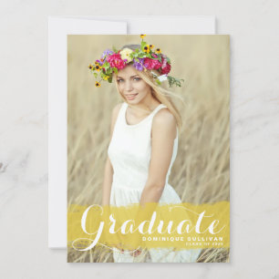 Yellow Watercolor Class of 2024 Photo Graduation Announcement