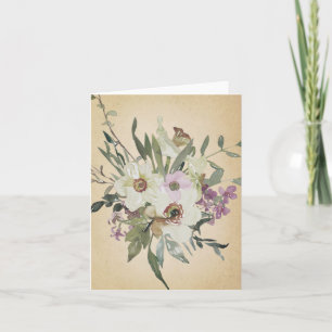 Yellow watercolor daffodils parchment note card