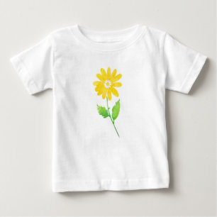 Yellow Watercolor Daisy Stem  Baby T-Shirt