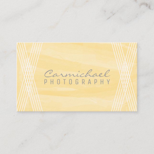 Yellow Watercolor Deco Business Card (Front)