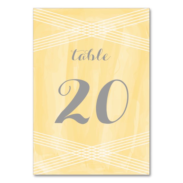 Yellow Watercolor Deco Table Number (Front)