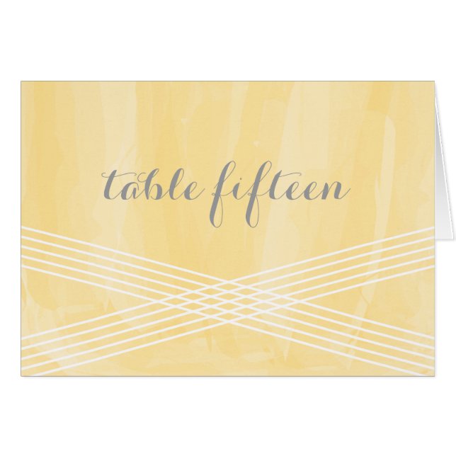 Yellow Watercolor Deco Table Number (Front Horizontal)