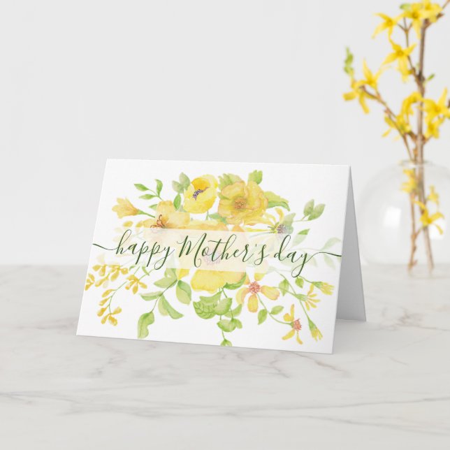 Yellow watercolor floral custom Mother's Day Card (Yellow Flower)