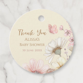 Yellow Watercolor Floral Favour Tags
