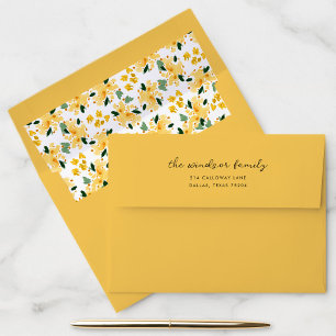 Yellow Watercolor Floral Garden Envelope