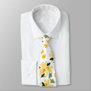 Yellow Watercolor Floral Garden Neck Tie