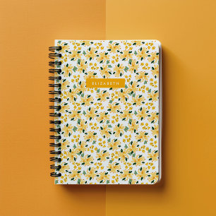 Yellow Watercolor Floral Garden Personalised Notebook