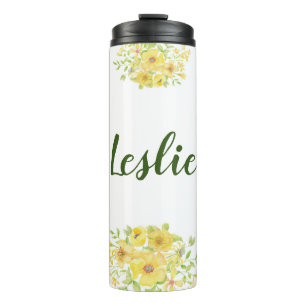Yellow watercolor floral mug