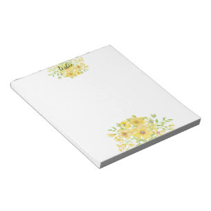 Yellow watercolor floral notepad