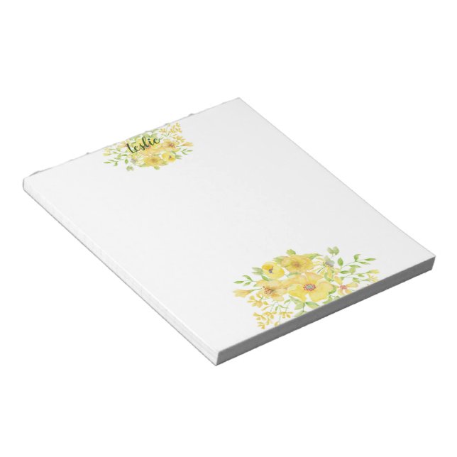Yellow watercolor floral  notepad (Angled)