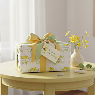 Yellow watercolor floral personalised wrapping p paper