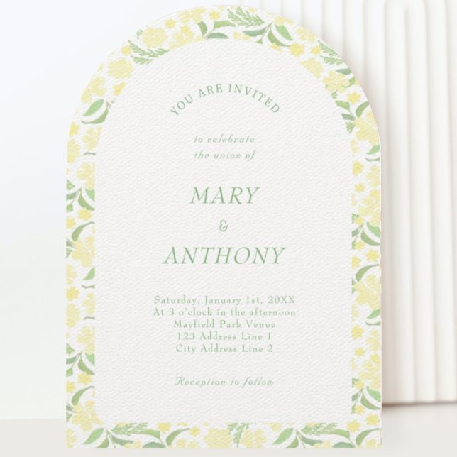 Yellow Watercolor Floral Wedding Invitation (Creator Uploaded)