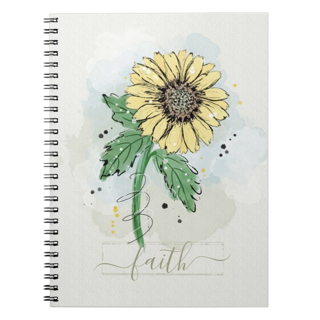 Yellow Watercolor Flower Faith Notebook (Front)