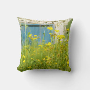 Yellow watercolor flowers cushion