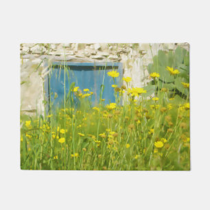 Yellow watercolor flowers doormat