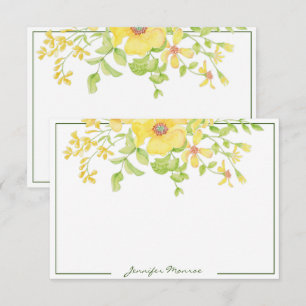 yellow watercolor flowers personalised card