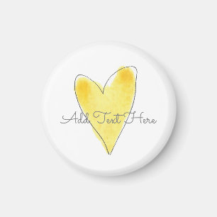 Yellow Watercolor Heart Add Text Valentines Day Magnet