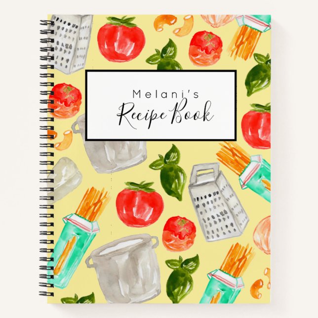 Yellow watercolor illustration recipe book (Front)