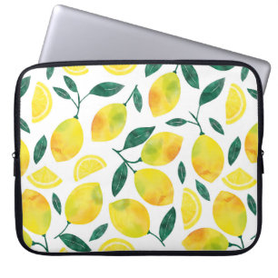 Yellow Watercolor Lemon Pattern Laptop Sleeve