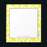 Yellow Watercolor Lemon Pattern Personalised Notepad<br><div class="desc">Customisable lemon notepad. It features a bright yellow lemon pattern. Personalise by adding names and other details This lemon pattern notepad is perfect as a gift.</div>