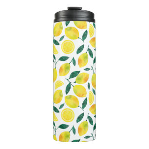 Yellow Watercolor Lemon Pattern Thermal Tumbler