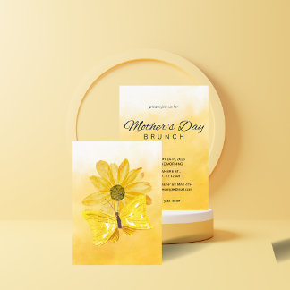 Yellow Watercolor Mother's Day Brunch Invitation