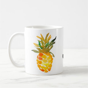 Yellow Watercolor Pineapple Monogram  Coffee Mug