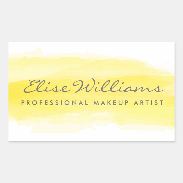 Yellow Watercolor Rectangular Sticker (Front)