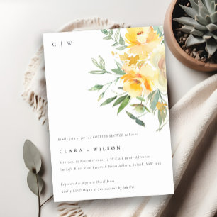 Yellow Watercolor Rose Flower Bunch Couples Shower Invitation