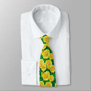 Yellow Watercolor Rose Pattern Tie
