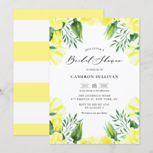 Yellow Watercolor Roses Garland Bridal Shower Invitation