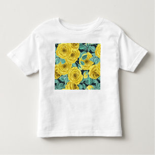 Yellow watercolor roses with leaves and buds patte toddler T-Shirt