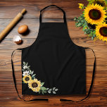 Yellow Watercolor Sunflowers & Wildflower Monogram Apron<br><div class="desc">Elegant country style sunflower apron. Our design features our hand-painted watercolor golden yellow sunflowers,  white cream florals,  and natural greenery arranged to create this elegant country-style arrangement. Customise with your monogram initials. All flowers are hand-painted by Moodthology Papery.</div>