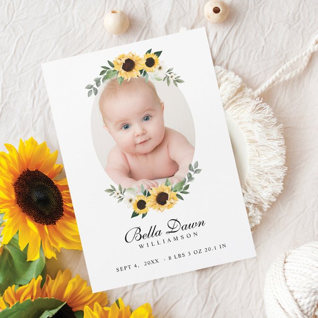 Yellow Watercolor Sunflowers Wreath Baby Photo (Yellow Watercolor Sunflowers Wreath Baby Photo)