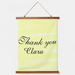 Yellow watercolor thank you pastel add name retro  hanging tapestry