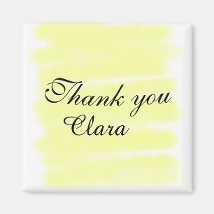 Yellow watercolor thank you pastel add name retro  magnet