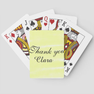 Yellow watercolor thank you pastel add name retro playing cards