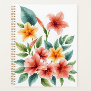 Yellow Watercolor Tropical Floral Print Planner