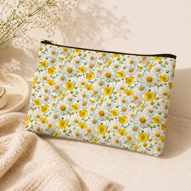 Yellow Watercolor Wildflower Pattern Accessory Pouch (Creator Uploaded)