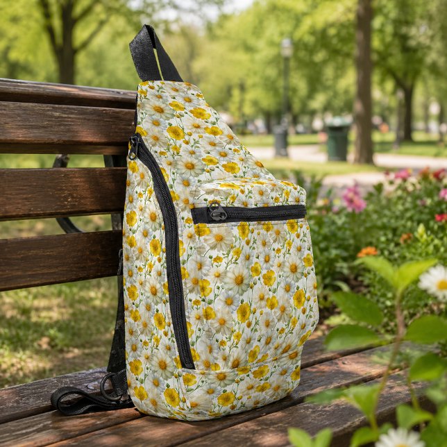 Yellow Watercolor Wildflower Pattern Sling Bag (Creator Uploaded)