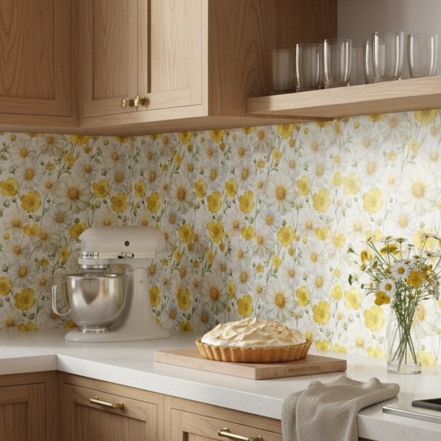 Yellow Watercolor Wildflowers Pattern  Ceramic Tile (Creator Uploaded)