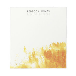 YELLOW WATERCOLOUR LANDSCAPE TREE FOLIAGE MONOGRAM NOTEPAD