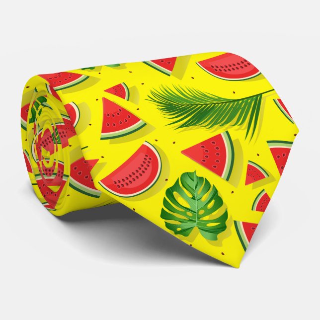 Yellow Watermelon Leaf Neck Tie (Rolled)
