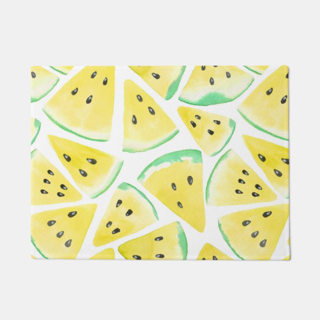 Yellow watermelon slices pattern doormat (Front)