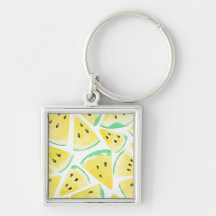 Yellow watermelon slices pattern key ring
