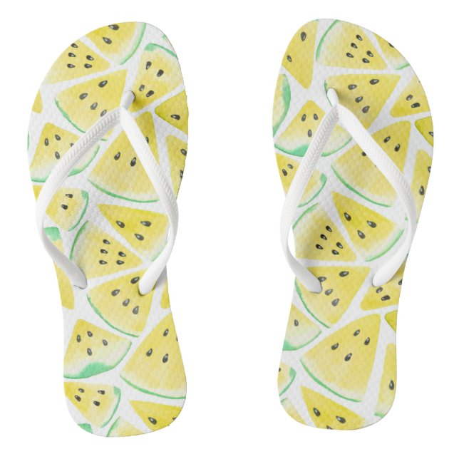 Yellow watermelon slices pattern thongs (Footbed)